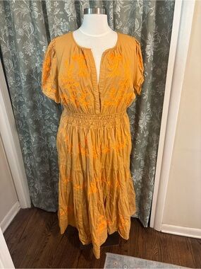 Anthropologie Somerset Embroidered Midi Dress